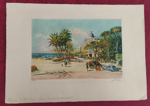 Lithographie aquarellée par