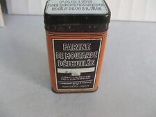 PHARMACIE - ANCIENNE BOITE en TÔLE  FARINE DE MOUTARDE DESHUILEE  -