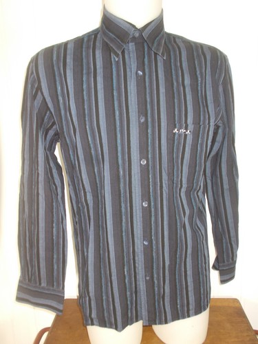 Chemise coton bleu rayé