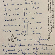 Leonor FINI adresse un petit dessin à Pierre Brasseur (1957) / Corse