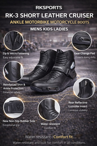 Bottes moto cuir courtes - de,