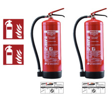 2X Extincteur Protex SDE6 6L AB Mousse Inclus Support, Plaque Et Panneau