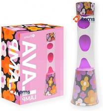 Lampe À Lave Fisura "Fleurs" Base Imprimée 11Cm X 39,5Cm Vintage