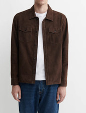 Veste chemise en cuir marron