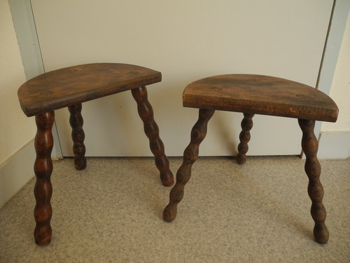 Paire tabourets bois - bois, déco