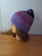 Bonnet Tu Femme  Pompon Hiver Tricoté Main Thermique Ski 100%laine Népal