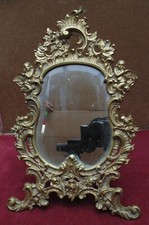 rare magnifique ancien grand miroir a posé ou accroché en bronze ange rocaille 