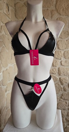Ensemble noir simili - simili, cuir