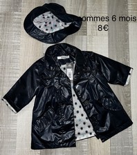 3 POMMES 6 Mois fille   : TRENCH Blouson Coupe Vent BLEU + CHAPEAU  NEUF