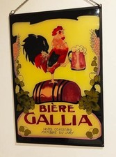 Publicité  GALLIA   sur  verre    façon vitrail
