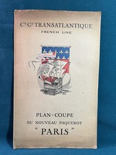 CIE GLE TRANSATLANTIQUE FRENCH LINE PLAN-COUPE PAQUEBOT PARIS 1921