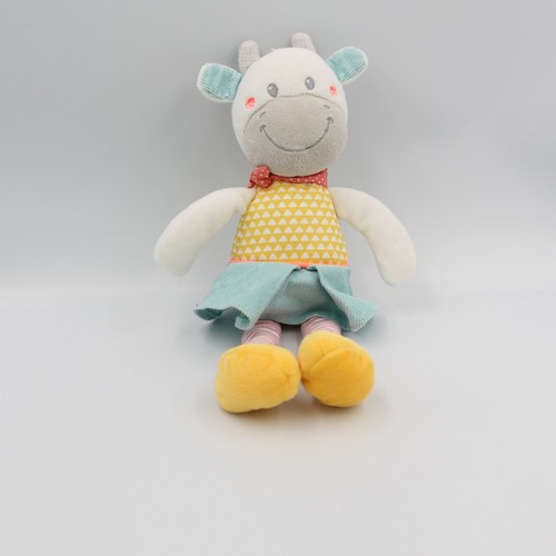 Doudou vache bleu jaune - , gris