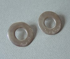 Boucles Oreilles PRAT de SEABRA  Disque Design métal argenté Earrings