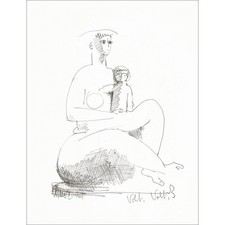 VOLTI Antoniucci - Estampe "Femme et enfant" 32x25cm
