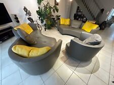 SALON CANAPÉ CUIR 3 PIÈCES ROCHE BOBOIS