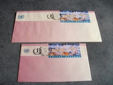 2 ENVELOPPES ONU 1999 PRE-TIMBREES OBLITEREES NEW YORK 