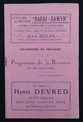 Programme vélodrome - programme,