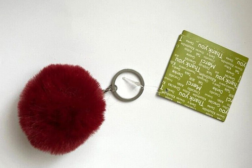 Porte cle clef pompon - porte, rouge