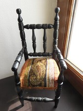 ancien fauteuil de poupée Napoléon III, bois noirci