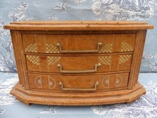 Boite à Bijoux Art Déco moderniste en forme de Commode cuir sur bois laiton RARE