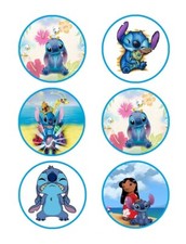 Lilo et Stitch. Décoration comestible. Azyme.Lot de 2x 6 disques diamètre 7,5cm.