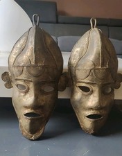 Paire De Masques  Tribaux/Ethniques Sénoufo, Burkina Faso. En Bronze Dim 29x16cm