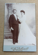 ANCIENNE PHOTO MARIAGE COUPLE LA FLECHE SARTHE A. DOLBEAU PHOTOGRAPHE