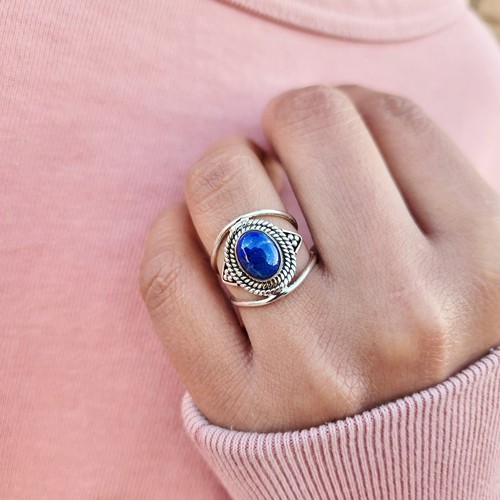 Genuine lapis lazuli ring - lapis, 925