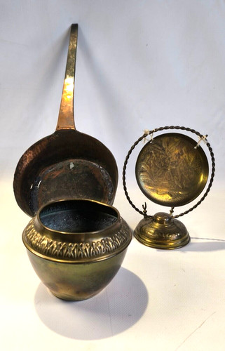 Lot objets cuivre et - objets,