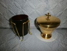 LOT/RESERVE HOSTIES+VEILLEUSE/LAMPE SANCTUAIRE/AUTEL/EGLISE/VERRE ROUGE/H.11cm