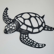 Décoration Murale Tortue de Mer en Métal Noir Ajouré 40,5 x 30 cm