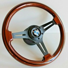 Volant compatible avec BMW bois rayons noirs E24 E28 E30 E32 E34 bois 86-92'