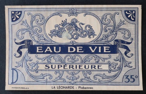 Ancienne étiquette eau vie - ancienne, de