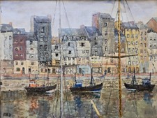 Éric BOUDET de DRAMARD (1931-2009) HsT 46x62cm Ecole de Paris Port de Honfleur