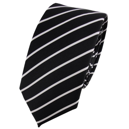 étroit cravate noir argent
