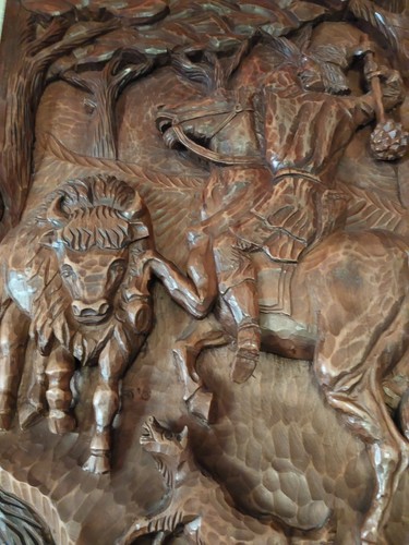 Bas relief sculpture bois - sculpture,