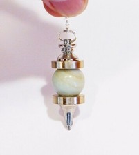 ° PENDULE  EN AMAZONITE MICRO VIBRATOIRE  2 PLATEAUX    RADIESTHESIE ESOTERISME