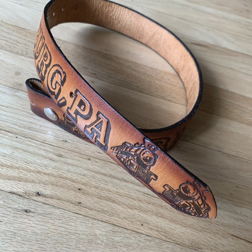 Children tooled leather belt - tooled,