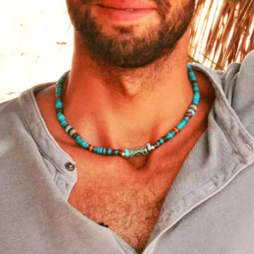Collier perles howlite - de,