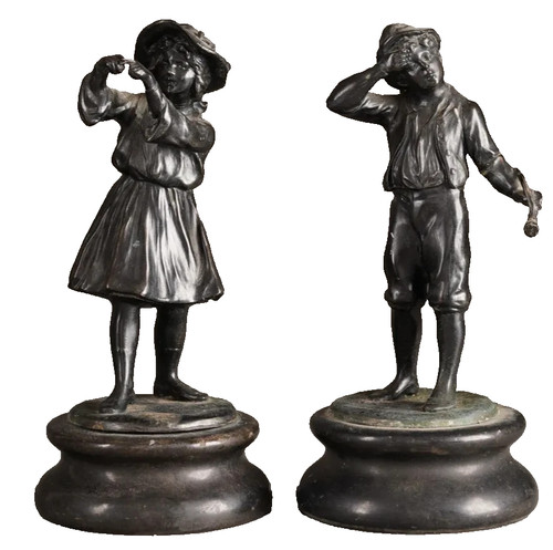 Paire statuettes bronzes - paire,