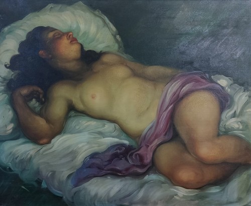 Femme nue allongée - nue, allongÉe.