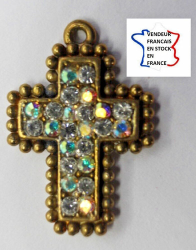 Pendentif croix laiton - pendentif, en