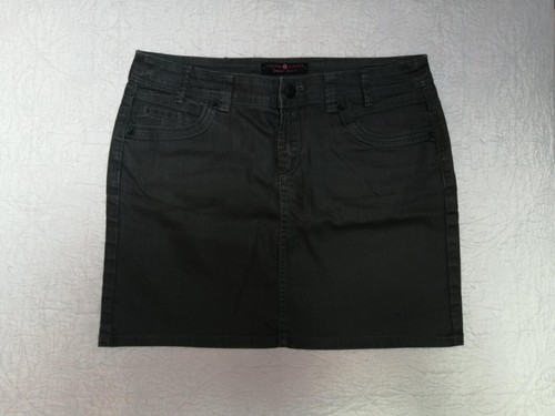 Mini jupe jean grise cirée - grise,