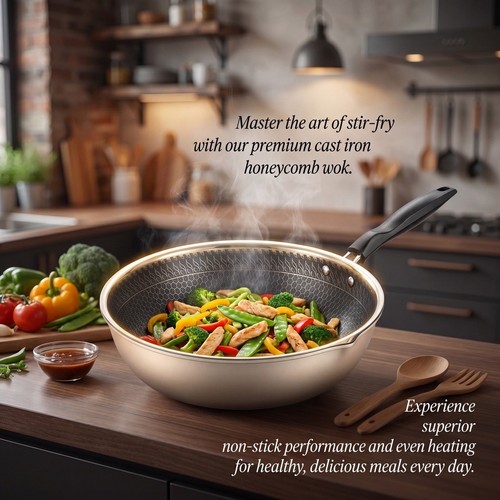 Wok fonte 28cm - fonte, avec