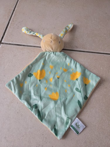 Doudou plat lapin klorane vert - lapin,