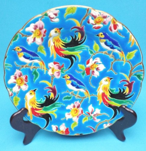 Assiette émaux longwy motifs - Émaux,