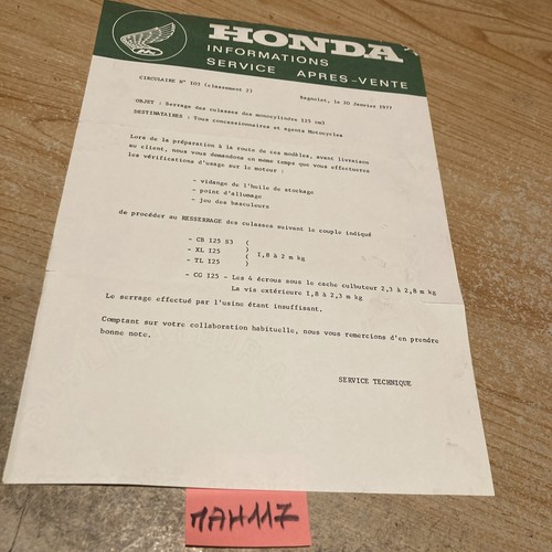 Honda moto 1977 - , cb125s3