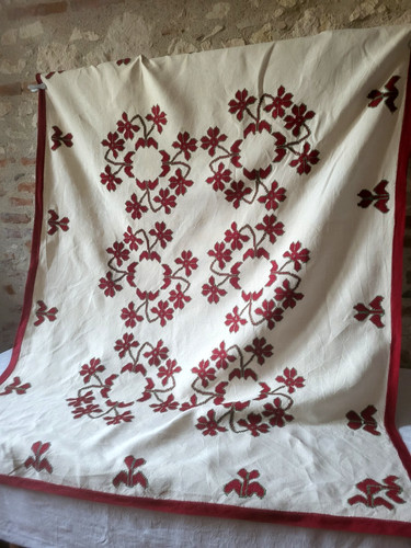 N15 nappe lin brodée main - en,