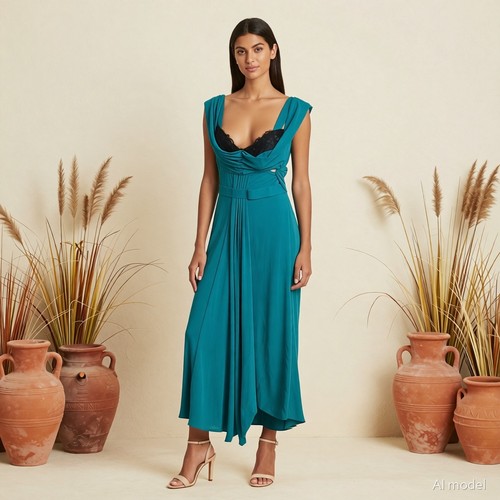 Soirée glam robe longue bleue - robe,