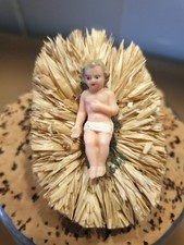 Enfant Jésus Creche Noël Santon Ancien 4 cm Devineau Plastique Paille 